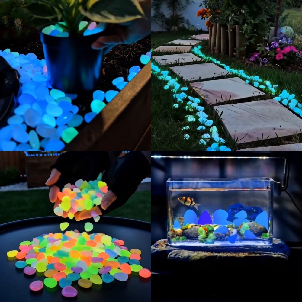 Aquarium Planted Tank - Karanlıkta Parlayan Renkli Taşlar, Bahçe Taşları,